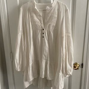 Anthropologie White Long Sleeve Tunic